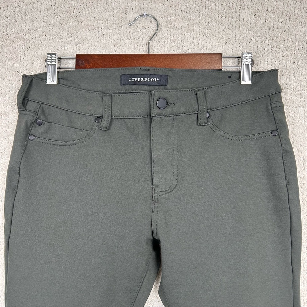 Liverpool Pants Womens 12/31 Petite Peat Green Taper Leg Ponte Knit Stretch Pant - Picture 2 of 11